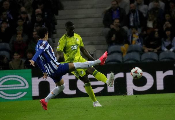 PRT, UEFA Europa League, FC Porto vs Hoffenheim 24 10 2024, Estadio Do Dragao, Porto, PRT, UEFA Europa League, FC Porto vs Hoffenheim , pictured Pepe Porto , Stanley Nsoki Hoffenheim Porto Estadio Do Dragao Portugal ,EDITORIAL USE ONLY