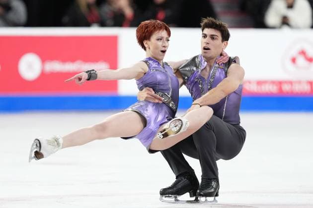 October 26, 2024, Halifax, Ns, Canada: Ice dancers Evgeniia Lopareva and Geoffrey Brissaud, of France, compete in rhythm dance at the Skate Canada International Figure skating, Eiskunstlauf competition in Halifax on Saturday, October 26, 2024. Evgeniia Lopareva, Geoffrey Brissaud - ZUMAc35_ 20241026_zaf_c35_035 Copyright: xDarrenxCalabresex