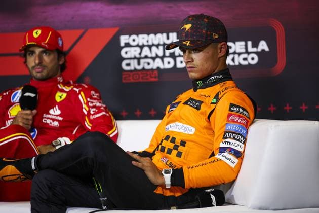 press conference, PK, Pressekonferenz NORRIS Lando (gbr), McLaren F1 Team MCL38, portrait during the Formula 1 Gran Premio de la Ciudad de Mexico 2024, 20th round of the 2024 Formula One World Championship, WM, Weltmeisterschaft from October 25 to 27, 2024 on the Autodromo Hermanos Rodriguez, in Mexico City, Mexico - F1 - MEXICO CITY GRAND PRIX 2024 DPPI Panoramic 241027_R20_MESSICO_EA013887