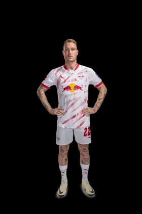 David Raum RB Leipzig portrait appointment season 2024 2025, men, 1 BL, RB Leipzig, portrait, introduction, presentation, press appointment, soccer, GER, RedBull, Red Bull, RBL shooting, studio, studio shooting, clipping, xptt