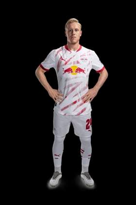Xaver Schlager RB Leipzig portrait appointment season 2024 2025, men, 1 BL, RB Leipzig, portrait, introduction, presentation, press appointment, soccer, GER, RedBull, Red Bull, RBL shooting, studio, studio shooting, clipping, xptt