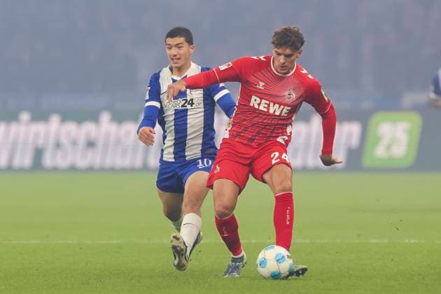 Ibrahim Maza Hertha BSC Berlin and Julian Pauli 1 FC Koeln battle for the ball, 2 Bundesliga, Hertha BSC vs 1 FC Köln, Olympiastadion, November 2, 2024 in Berlin, Germany Photo by Marco Steinbrenner DeFodi Images Ibrahim Maza Hertha BSC Berlin and Julian Pauli 1 FC Koeln battle for the ball, 2 Bundesliga, Hertha BSC vs 1 FC Köln, Olympiastadion, November 2, 2024 in Berlin, Germany Photo by Marco Steinbrenner DeFodi Images DFB DFL REGULATIONS PROHIBIT ANY USE OF PHOTOGRAPHS AS IMAGE SEQUENCES AND OR QUASI VIDEO not used in POL SRB CRO FRA GBR NED ITA USA Defodi 700 berlin koeln 20241102 034 Defodi-700 not used in POL SRB CRO FRA GBR NED ITA USA DFB DFL REGULATIONS PROHIBIT ANY USE OF PHOTOGRAPHS AS IMAGE SEQUENCES AND OR QUASI-VIDEO.