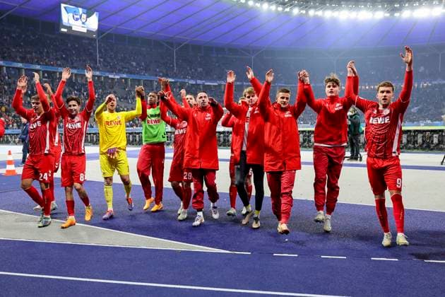 The players of 1 FC Koeln celebrate the away win in the fan curve, 2 Bundesliga, Hertha BSC vs 1 FC Köln, Olympiastadion, November 2, 2024 in Berlin, Germany Photo by Marco Steinbrenner DeFodi Images The players of 1 FC Koeln celebrate the away win in the fan curve, 2 Bundesliga, Hertha BSC vs 1 FC Köln, Olympiastadion, November 2, 2024 in Berlin, Germany Photo by Marco Steinbrenner DeFodi Images DFB DFL REGULATIONS PROHIBIT ANY USE OF PHOTOGRAPHS AS IMAGE SEQUENCES AND OR QUASI VIDEO not used in POL SRB CRO FRA GBR NED ITA USA Defodi 700 berlin koeln 20241102 087 Defodi-700 not used in POL SRB CRO FRA GBR NED ITA USA DFB DFL REGULATIONS PROHIBIT ANY USE OF PHOTOGRAPHS AS IMAGE SEQUENCES AND OR QUASI-VIDEO.