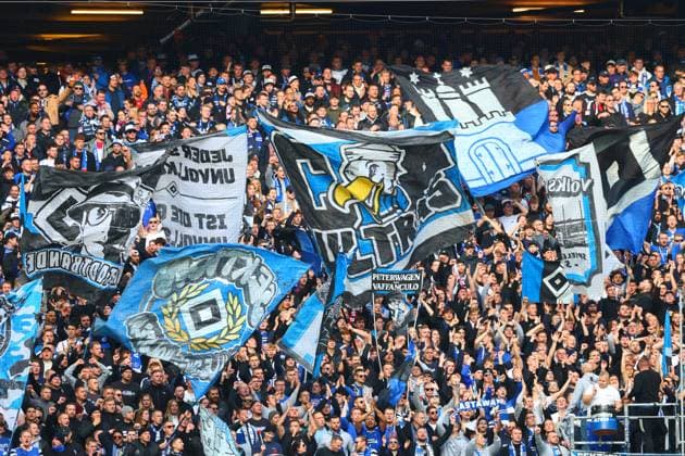 GER, Hamburg, Football, DFB, HSV vs 1 FC Nuernberg, in Volkspark Stadium, 03 11 2024, v l Choreography of HSV fans, fans, atmosphere, scarves, jerseys, emotions DFL regulations prohibit any use of photographs as image sequences and or quasi video Copyright: HMBxMedia FernandoxSoares