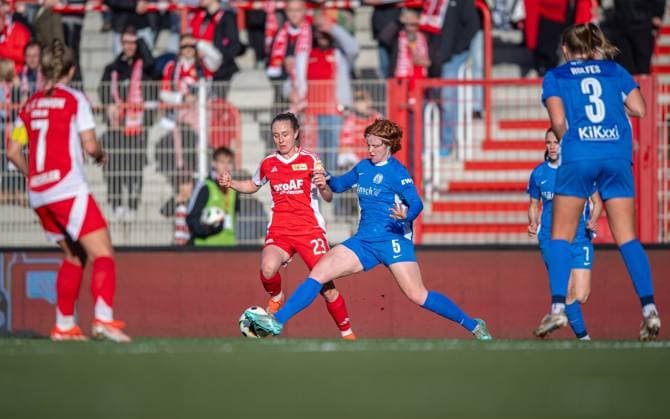 Soccer, Women, Season 2024 2025, 2 Bundesliga 9 Matchday , 1 FC Union Berlin SV Meppen, f l Lisa Heiseler 1 FC Union , Pia Metzker 1 FC Union , Lena Göppel SV Meppen , Nina Rolfes SV Meppen , 03 11 2024, Copyright: xSebastianxRäppold MatthiasxKochx
