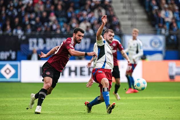 Danilo Soares 1 FC Nuernberg, 03 , Lukasz Poreba Hamburger SV, 06 GER, Hamburger SV vs 1 FC Nuernberg, Football, 2 Bundesliga, Matchday 11, Season 2024 2025, 03 11 2024 DFL REGULATIONS PROHIBIT ANY USE OF PHOTOGRAPHS AS IMAGE SEQUENCES AND OR QUASI VIDEO GER, Hamburger SV vs 1 FC Nuernberg, Football, 2 Bundesliga, Matchday 11, Season 2024 2025, 03 11 2024 Hamburg Copyright: xEibner-Pressefoto MarcelxvonxFehrnx EP_MFN