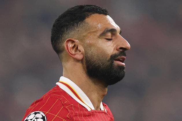 Mohamed Salah of Liverpool shows a look of dejection Liverpool v Bayer 04 Leverkusen, UEFA Champions League, Group Stage, Football, Anfield, Liverpool, UK - 05 Nov 2024 EDITORIAL USE ONLY No use with unauthorised audio, video, data, fixture lists, club league logos or live services. Online in-match use limited to 120 images, no video emulation. No use in betting, games or single club league player publications. Copyright: xPaulxCurrie Shutterstockx 14863785al