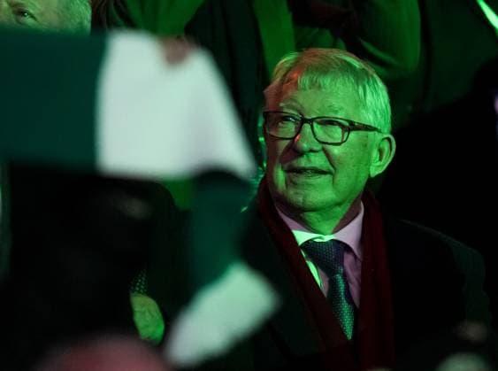Sir Alex Ferguson lit green by the pre-match disco lights while sitting in the Directors Box. Celtic v RB Leipzig, UEFA Champions League, Group Stage, Football, Celtic Park, Glasgow, Scotland, UK - 05 Nov 2024 EDITORIAL USE ONLY No use with unauthorised audio, video, data, fixture lists, club league logos or live services. Online in-match use limited to 120 images, no video emulation. No use in betting, games or single club league player publications. Copyright: xStuartxWallace Shutterstockx 14863772bn