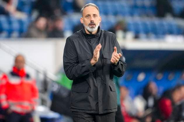 Pellegrino Matarazzo Rino, coach, head coach, Hoffenheim , gives instructions, gestures, gesticulates with arms, single image, single photo, action, action, claps his hands, clapping, 07 11 2024, Sinsheim Germany , football, UEFA Europa League, Group stage, TSG 1899 Hoffenheim Olympique Lyon, 07 11 2024, Sinsheim Germany , Football, UEFA Europa League, Group stage, TSG 1899 Hoffenheim Olympique Lyon, DFB DFL REGULATIONS PROHIBIT ANY USE OF PHOTOGRAPHS AS IMAGE SEQUENCES AND OR QUASI VIDEO xozx