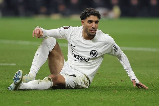 Frankfurt, 7 November 2024 UEFA Europa Legue 2024 25 Eintracht Frankfurt Slavia Praha v l , Omar Marmoush Eintracht Frankfurt , enttaeuscht, enttaeuscht schauend, dissapointed, traurig, frustiert, frust, gefrustet, am Boden DFL DFB REGULATIONS PROHIBIT ANY USE OF PHOTOGRAPHS as IMAGE SEQUENCES and or QUASI VIDEO Copyright: JoaquimxFerreira