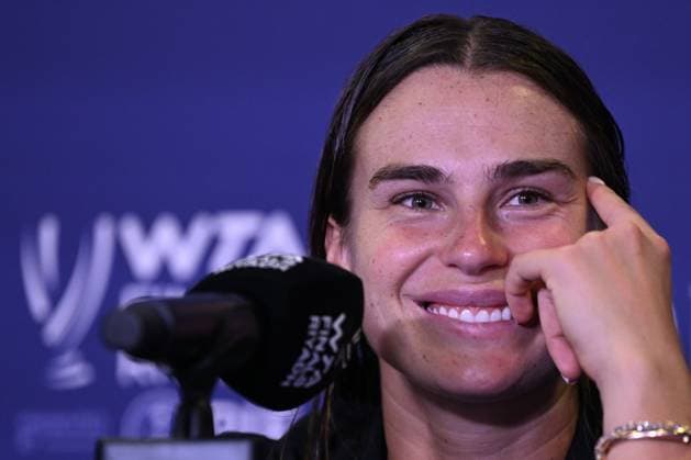 WTA, Tennis Damen Finals 2024 - Day 7 RIYADH, SAUDI ARABIA - NOVEMBER 08: Aryna Sabalenka of Belarus during the press conference, PK, Pressekonferenz after her semi-final match against Coco Gauff of USA, on Day 7 of the 2024 WTA Finals, part of the Hologic WTA Tour, held at King Saud University Indoor Arena on November 08, 2024, in Riyadh, Saudi Arabia. Riyadh Saudi Arabia Copyright: xArturxWidakx originalFilename:widak-wtafinal241108_npmdz.jpg