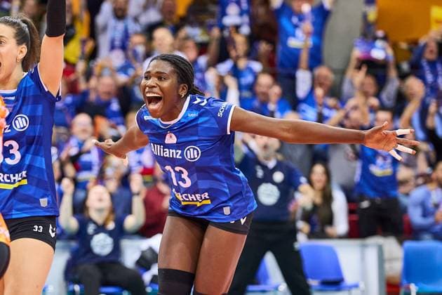 Krystal Rivers MTV Stuttgart, 13 screams her joy GER, MTV Stuttgart Savino Del Bene SCANDICCI, Volleyball Women, Champions League, Pool E, 4th Round, CLW 61, 13 11 24 GER, MTV Stuttgart Savino Del Bene SCANDICCI, Volleyball Women, Champions League, Pool E, 4th Round, CLW 61, 13 11 24 Stuttgart Copyright: xGeraldxOelze-dexStoppany,xEibner-Pressefoto GeraldxOelze-dexStoppanyx EP-ODS