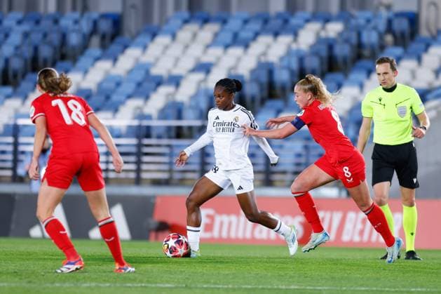 November 13, 2024, Valdebebas, Madrid, SPAIN: Linda Caicedo of Real Madrid in action during the UEFA Womenâ€⠢s Champions League, Group B, football match played between Real Madrid and FC Twente at Alfredo Di Stefano stadium on November 13, 2024, in Valdebebas, Madrid, Spain. Valdebebas SPAIN - ZUMAa181 20241113_zaa_a181_044 Copyright: xDennisxAgyemanx