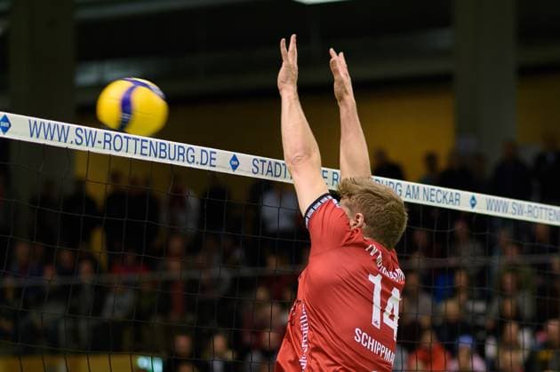 Timon Schippmann TV Rottenburg, 14 TV Rottenburg vs L E Volleys, Volleyball, 2 Bundesliga Sued, 7 Matchday, Season 2024 2025, 16 11 2024, TV Rottenburg vs L E Volleys, Volleyball, 2 Bundesliga Sued, 7 Matchday, Season 2024 2025, 16 11 2024 Rottenburg Copyright: xEibner-Pressefoto RalphxKunzex EP_RKE