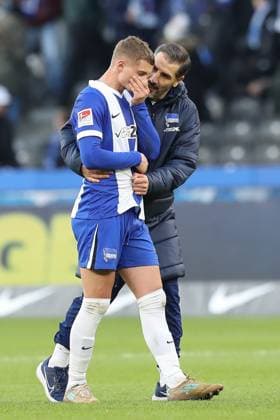 23 11 2024, xtgx, Soccer 2 Bundesliga, Hertha BSC Berlin SSV Ulm 1846 emspor, v l Michael Cuisance Hertha, 27 , Cristian Fiel Hertha, coach disappointed, disappointed, looks disappointed, disappointed DFL DFB REGULATIONS PROHIBIT ANY USE OF PHOTOGRAPHS as IMAGE SEQUENCES and or QUASI VIDEO Berlin