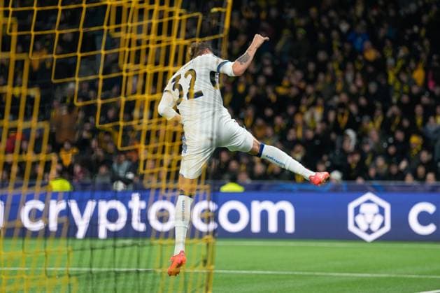 Goal, Cheering, Mateo Retegui Atalanta Bergamo , 32 Soccer, UEFA Champions Legue, Matchday 5, 2024 2025, BSC Young Boys vs Atalanta Bergamo, 26 11 2024, Stadion Wankdorf, Bern,Switzerland, Bern Wankdorf Stadion Canton Bern Switzerland Copyright: xFinleyxMörchx