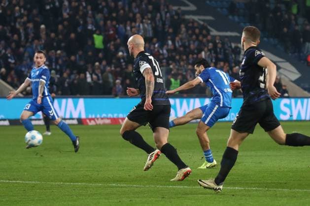 29 11 2024, xgox, Fussball 2 Bundesliga, 1 FC Magdeburg Hertha BSC Berlin emspor, v l Mohammed El Hankouri Magdeburg, 11 schiesst Tor, schießt, Torschuetze, erzielt Tor, Treffer, scores the goal 1 0 DFL DFB REGULATIONS PROHIBIT ANY USE OF PHOTOGRAPHS as IMAGE SEQUENCES and or QUASI VIDEO Magdeburg