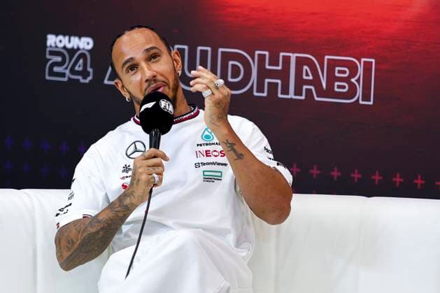 Lewis Hamilton of Great Britain and Mercedes AMG Petronas F1 Team gestures, Gestures, Previews, F1 Grand Prix of Abu Dhabi, Yas Marina Circuit on 05 December 2024 in Abu Dhabi, United Arab Emirates Photo by Diogo Cardoso DeFodi Images Lewis Hamilton of Great Britain and Mercedes AMG Petronas F1 Team gestures during the press conference, Previews, F1 Grand Prix of Abu Dhabi, Yas Marina Circuit on December 5, 2024 in Abu Dhabi, United Arab Emirates Photo by Diogo Cardoso DeFodi Images Defodi 645 f1abu20241205 011 Defodi-645