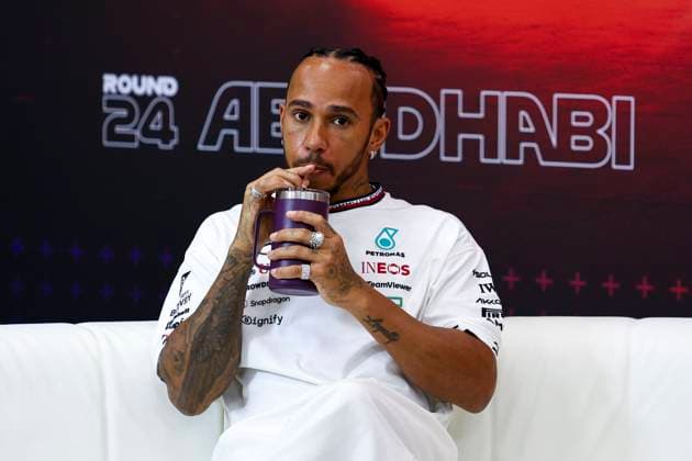 Lewis Hamilton of Great Britain and Mercedes AMG Petronas F1 Team gestures, Gestures, Previews, F1 Grand Prix of Abu Dhabi, Yas Marina Circuit on 05 December 2024 in Abu Dhabi, United Arab Emirates Photo by Diogo Cardoso DeFodi Images Lewis Hamilton of Great Britain and Mercedes AMG Petronas F1 Team gestures during the press conference, Previews, F1 Grand Prix of Abu Dhabi, Yas Marina Circuit on December 5, 2024 in Abu Dhabi, United Arab Emirates Photo by Diogo Cardoso DeFodi Images Defodi 645 f1abu20241205 014 Defodi-645