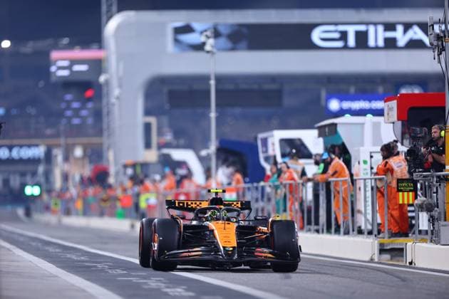 Lando Norris of Great Britain and McLaren in action, Qualifying, F1 Grand Prix of Abu Dhabi, Yas Marina Circuit on December 07, 2024 in Abu Dhabi, United Arab Emirates Photo by Diogo Cardoso DeFodi Images Lando Norris of Great Britain and McLaren in action leaving then pits, Qualifying, F1 Grand Prix of Abu Dhabi, Yas Marina Circuit on December 7, 2024 in Abu Dhabi, United Arab Emirates Photo by Diogo Cardoso DeFodi Images Defodi 645 f1abu20241207 122 Defodi-645