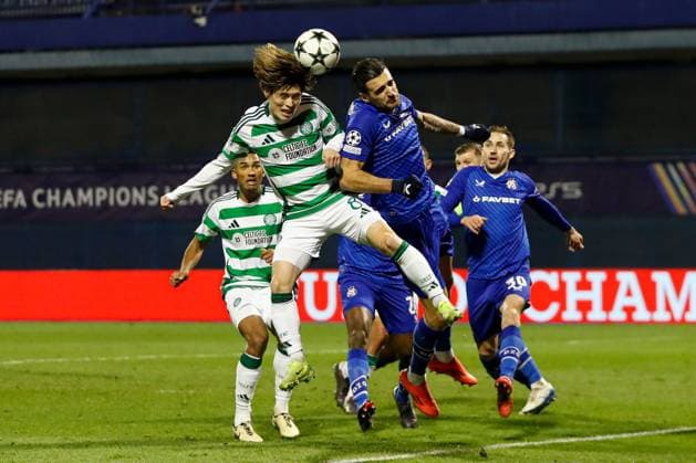 Kyogo Furuhashi of Celtic heads in the penalty area Dinamo Zagreb v Celtic, UEFA Champions League, Group Stage, Football, Maksimir Stadium, Zagreb, Croatia, UK - 10 Dec 2024 EDITORIAL USE ONLY No use with unauthorised audio, video, data, fixture lists, club league logos or live services. Online in-match use limited to 120 images, no video emulation. No use in betting, games or single club league player publications. Copyright: xNikolaxKrstic Shutterstockx 14984446bd