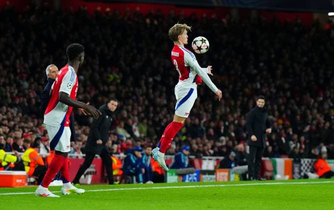 Martin Odegaard of Arsenal Arsenal v Monaco, UEFA Champions League, Group Stage, Football, Emirates Stadium, London, UK - 11 Dec 2024 EDITORIAL USE ONLY No use with unauthorised audio, video, data, fixture lists, club league logos or live services. Online in-match use limited to 120 images, no video emulation. No use in betting, games or single club league player publications. Copyright: xJavierxGarcia Shutterstockx 14984979i
