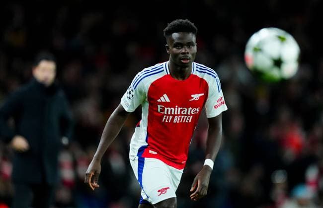 Bukayo Saka of Arsenal Arsenal v Monaco, UEFA Champions League, Group Stage, Football, Emirates Stadium, London, UK - 11 Dec 2024 EDITORIAL USE ONLY No use with unauthorised audio, video, data, fixture lists, club league logos or live services. Online in-match use limited to 120 images, no video emulation. No use in betting, games or single club league player publications. Copyright: xJavierxGarcia Shutterstockx 14984979j