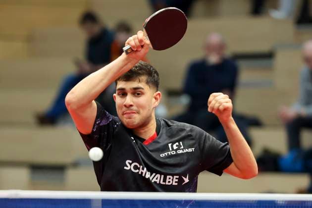 Kanak Jha TTC Schwalbe Bergneustadt controls the ball, 1 mens table tennis Bundesliga, TTC Schwalbe Bergneustadt vs Borussia Duesseldorf, Burstenhalle, December 11, 2024 in Bergneustadt, Germany Photo by Marco Steinbrenner DeFodi Images Kanak Jha TTC Schwalbe Bergneustadt controls the ball, 1 mens table tennis Bundesliga, TTC Schwalbe Bergneustadt vs Borussia Duesseldorf, Burstenhalle, December 11, 2024 in Bergneustadt, Germany Photo by Marco Steinbrenner DeFodi Images Defodi 700 berg dus 20241211 106 Defodi-700