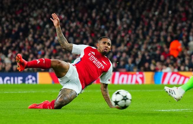 Gabriel Jesus of Arsenal Arsenal v Monaco, UEFA Champions League, Group Stage, Football, Emirates Stadium, London, UK - 11 Dec 2024 EDITORIAL USE ONLY No use with unauthorised audio, video, data, fixture lists, club league logos or live services. Online in-match use limited to 120 images, no video emulation. No use in betting, games or single club league player publications. Copyright: xJavierxGarcia Shutterstockx 14984979dc
