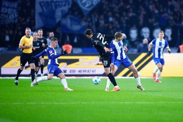 Andras Nemeth SC Preussen Muenster, 28 , GER, Hertha BSC vs SC Preussen Muenster, Soccer Men, 2 Bundesliga, Season 2024 2025, Matchday 16, 13 12 2024 DFL REGULATIONS PROHIBIT ANY USE OF PHOTOGRAPHS AS IMAGE SEQUENCES AND OR QUASI VIDEO GER, Hertha BSC vs SC Preussen Muenster, Soccer Men, 2 Bundesliga, Season 2024 2025, Matchday 16, 13 12 2024 Berlin Copyright: xEibner-Pressefotox xClaudiusxRauchx EP_CRH