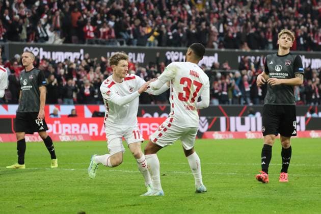 Cologne jubilation after the 2 0 by Florian Kainz Koeln 11 , penalty kick, GER, 1 FC Koeln vs 1 FC Nuernberg , 2 Fussball Bundesliga, Matchday 16, Season 2024 2025, 15 12 2024, DFL REGULATIONS PROHIBIT ANY USE OF PHOTOGRAPHS AS IMAGE SEQUENCES AND OR QUASI VIDEO, GER, 1 FC Koeln vs 1 FC Nuernberg , 2 Fussball Bundesliga, Matchday 16, Season 2024 2025, 15 12 2024 Koeln Copyright: xEibner-Pressefoto JoergxNiebergax EP_JNL