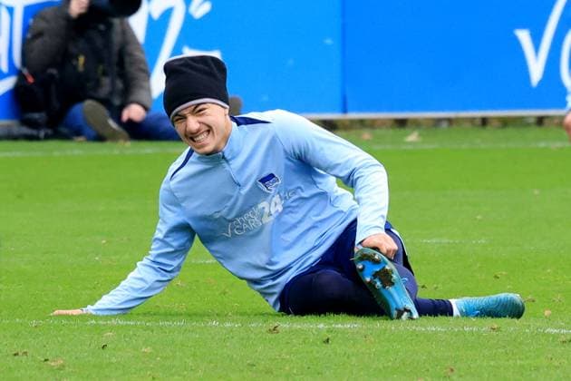 DEU, DFL, 2 FBL Hertha BSC, Training, 17 12 2024, Sportforum, Berlin, DEU, DFL, 2 FBL Hertha BSC, Training, im Bild Ibrahim Maza Hertha BSC Berlin 10 DFL regulations prohibit any use of Photographs as image sequences and or quasi video Foto Juergen Engler nordphoto GmbH nordphotoxGmbHx xEngler nph00076