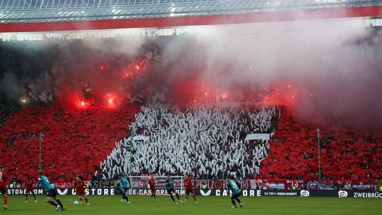 Choreography FCK Ultras 22 12 2024, Football, 2 Bundesliga, 1 FC Kaiserslautern 1 FC Köln, 17 Matchday, Season 2024 25, Fritz Walter Stadion, Kaiserslautern, Germany, zmdz, DFB DFL regulations prohibit any use of photographs as image sequences and or quasi video 1 FC Kaiserslautern 1 FC Köln