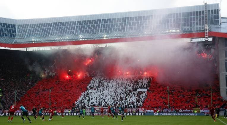 Choreography of FC Kaiserslautern fans 22 12 2024, Football, 2 Bundesliga, 1 FC Kaiserslautern 1 FC Köln, 17 Matchday, Season 2024 25, Fritz Walter Stadion, Kaiserslautern, Germany, zmdz, DFB DFL regulations prohibit any use of photographs as image sequences and or quasi video 1 FC Kaiserslautern 1 FC Köln