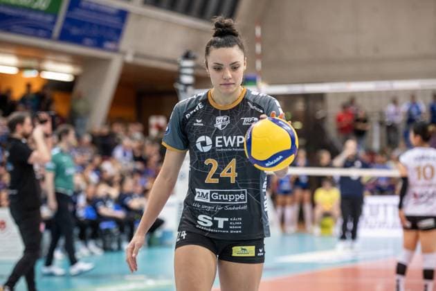 Jade Cholet SC Potsdam, 24 GER, Allianz MTV Stuttgart SC Potsdam, Volleyball Bundesliga, VBL, 2024 2025 season, 04 01 2025 GER, Allianz MTV Stuttgart SC Potsdam, Volleyball Bundesliga, VBL, 2024 2025 season, 04 01 2025 Stuttgart Copyright: xSandyxDinkelackerx EP_SDR