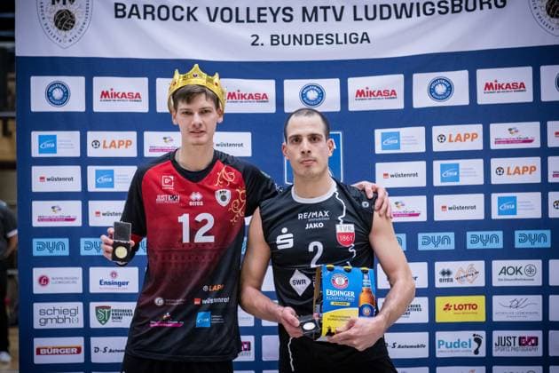 Mykyta Shapovalov Barock Volleys MTV Ludwigsburg, 12 and Moritz Rauber TV Rottenburg, 02 GER, Barock Volleys MTV Ludwigsburg vs TV Rottenburg, 2 Volleyball Bundesliga, 2 BLM Sued, VBL, 2024 2025 season, 11 01 2025 GER, Barock Volleys MTV Ludwigsburg vs TV Rottenburg, 2 Volleyball Bundesliga, 2 BLM Sued, VBL, 2024 2025 season, 11 01 2025 Ludwigsburg Copyright: xSandyxDinkelackerx EP_SDR