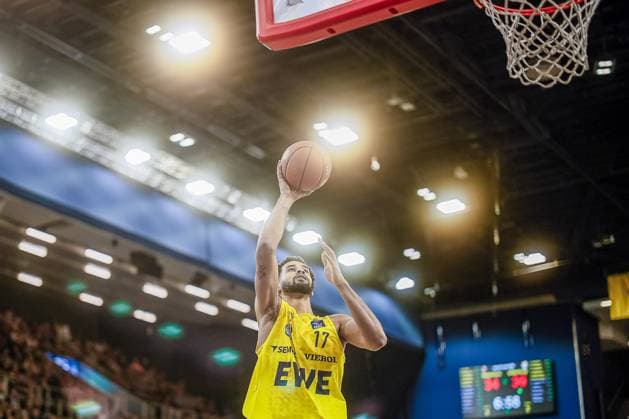 Norris Agbakoko Rostock Seawolves vs EWE Baskets Oldenburg, Basketball, BBL, 17 Matchday, Season 2024 2025, 18 01 2025, Rostock Seawolves vs EWE Baskets Oldenburg, Basketball, BBL, 17 Matchday, Season 2024 2025, 18 01 2025 Rostock Copyright: xEibner-Pressefoto VornamexNachnax EP_DEH