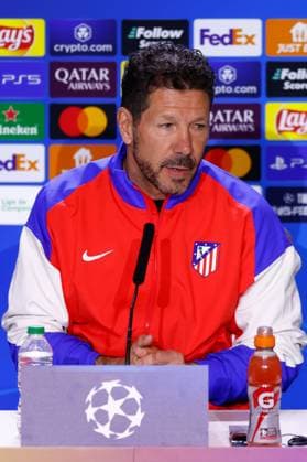 January 20, 2025, Madrid, Madrid, SPAIN: Diego Pablo Simeone, head coach of Atletico de Madrid, attends his press conference, PK, Pressekonferenz ahead of the UEFA Champions League, football match against Bayer 04 Leverkusen, at Riyadh Air Metropolitano on January 20, 2025, in Madrid, Spain. Madrid SPAIN - ZUMAa181 20250120_zaa_a181_049 Copyright: xDennisxAgyemanx