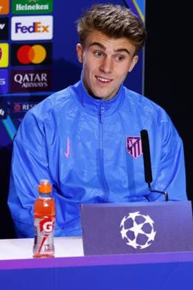 January 20, 2025, Madrid, Madrid, SPAIN: Pablo Barrios of Atletico de Madrid attends his press conference, PK, Pressekonferenz ahead of the UEFA Champions League, football match against Bayer 04 Leverkusen, at Riyadh Air Metropolitano on January 20, 2025, in Madrid, Spain. Madrid SPAIN - ZUMAa181 20250120_zaa_a181_062 Copyright: xDennisxAgyemanx