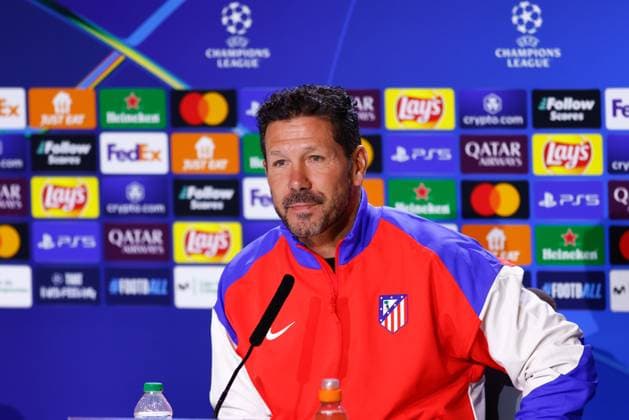 January 20, 2025, Madrid, Madrid, SPAIN: Diego Pablo Simeone, head coach of Atletico de Madrid, attends his press conference, PK, Pressekonferenz ahead of the UEFA Champions League, football match against Bayer 04 Leverkusen, at Riyadh Air Metropolitano on January 20, 2025, in Madrid, Spain. Madrid SPAIN - ZUMAa181 20250120_zaa_a181_042 Copyright: xDennisxAgyemanx