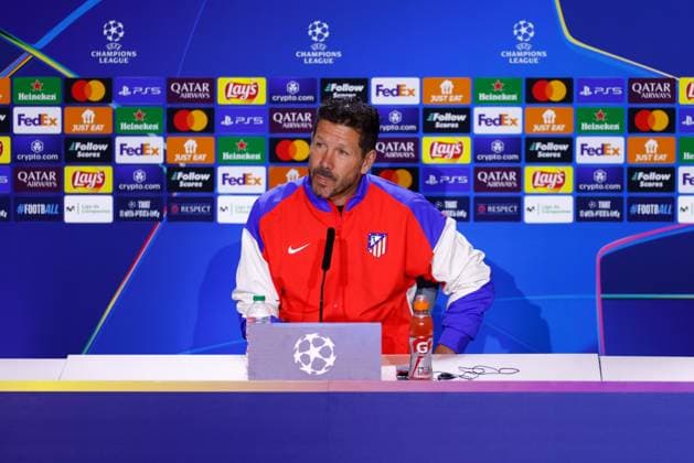 January 20, 2025, Madrid, Madrid, SPAIN: Diego Pablo Simeone, head coach of Atletico de Madrid, attends his press conference, PK, Pressekonferenz ahead of the UEFA Champions League, football match against Bayer 04 Leverkusen, at Riyadh Air Metropolitano on January 20, 2025, in Madrid, Spain. Madrid SPAIN - ZUMAa181 20250120_zaa_a181_044 Copyright: xDennisxAgyemanx