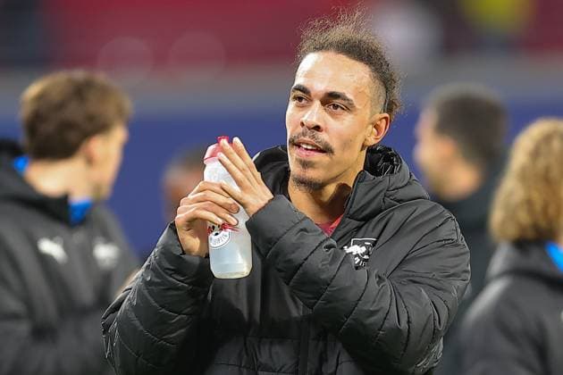 RB Leipzig Sporting Lisbon Champions League Leipzig, 22 01 2025, Red Bull Arena, Football, Men, Season 2024 2025, UEFA Champions League, Matchday 7 , RB Leipzig Sporting Lisbon 2 1 1 0 , In the picture Yussuf Yurary Poulsen 9, RB Leipzig ,