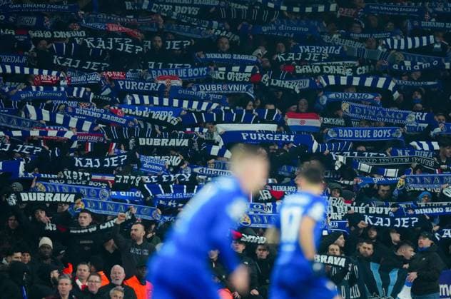 Dinamo Zagreb fans Arsenal v Dinamo Zagreb, UEFA Champions League, Group Stage, Football, Emirates Stadium, London, UK - 22 Jan 2025 EDITORIAL USE ONLY No use with unauthorised audio, video, data, fixture lists, club league logos or live services. Online in-match use limited to 120 images, no video emulation. No use in betting, games or single club league player publications. Copyright: xJavierxGarcia Shutterstockx 15108893cf