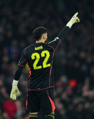 Arsenal goalkeeper David Raya Arsenal v Dinamo Zagreb, UEFA Champions League, Group Stage, Football, Emirates Stadium, London, UK - 22 Jan 2025 EDITORIAL USE ONLY No use with unauthorised audio, video, data, fixture lists, club league logos or live services. Online in-match use limited to 120 images, no video emulation. No use in betting, games or single club league player publications. Copyright: xJavierxGarcia Shutterstockx 15108893en