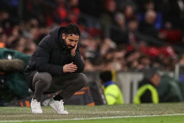 Manchester United, ManU manager Ruben Amorim shows a look of dejection in the technical area Manchester United v Rangers, UEFA Europa League, Group Stage, Football, Old Trafford, Manchester, UK - 23 Jan 2025 EDITORIAL USE ONLY No use with unauthorised audio, video, data, fixture lists, club league logos or live services. Online in-match use limited to 120 images, no video emulation. No use in betting, games or single club league player publications. Copyright: xPaulxCurrie Shutterstockx 15108899af