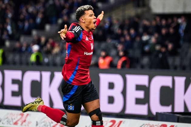 Daniel Heuer Fernandes Hamburger SV, 01 celebrates scoring 2 0, GER, Hertha BSC vs Hamburger SV HSV , Soccer Men, 2 Bundesliga, Season 2024 2025, Matchday 19, 25 01 2025 DFL REGULATES PROHIBIT ANY USE OF PHOTOGRAPHS AS IMAGE SEQUENCES AND OR QUASI VIDEO GER, Hertha BSC vs Hamburger SV HSV , Soccer Men, 2 Bundesliga, Season 2024 2025, Matchday 19, 25 01 2025 Berlin Copyright: xClaudiusxRauch,xEibner-Pressefotox xClaudiusxRauchx EP_CRH
