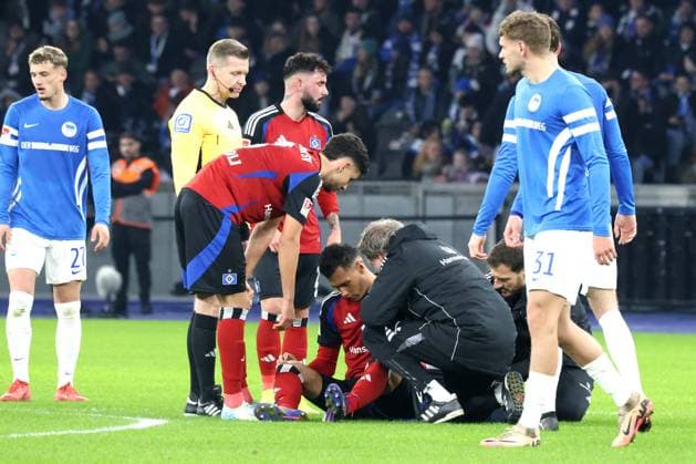 DEU, DFL, 2 FBL, Hertha BSC vs Hambuerger SV, 25 01 2025, Berliner Olympiastadion, Berlin, DEU, DFL, 2 FBL, Hertha BSC vs Hambuerger SV, im Bild Davie Selke Hamburger SV 27 violates DFL regulations prohibit any use of Photographs as image sequences and or quasi video Foto Juergen Engler nordphoto GmbH nordphotoxGmbHx xEngler nph00076