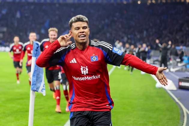 Ransford Yeboah Koenigsdoerffer Hamburger SV celebrates his goal for 0 2, 2 Bundesliga, Hertha BSC vs Hamburger SV, Olympiastadion, January 25, 2025 in Berlin, Germany Photo by Marco Steinbrenner DeFodi Images Ransford Yeboah Koenigsdoerffer Hamburger SV celebrates after scoring his teams second goal, 2 Bundesliga, Hertha BSC vs Hamburger SV, Olympiastadion, January 25, 2025 in Berlin, Germany Photo by Marco Steinbrenner DeFodi Images DFB DFL REGULATIONS PROHIBIT ANY USE OF PHOTOGRAPHS AS IMAGE SEQUENCES AND OR QUASI VIDEO Defodi 700 berlin hsv 20250125 041 Defodi-700 DFB DFL REGULATIONS PROHIBIT ANY USE OF PHOTOGRAPHS AS IMAGE SEQUENCES AND OR QUASI-VIDEO.