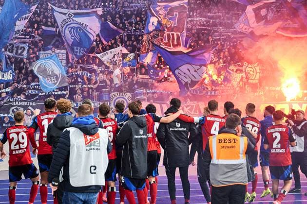 Hamburger SV, cheers about victory, GER, Hertha BSC vs Hamburger SV HSV , Soccer Men, 2 Bundesliga, Season 2024 2025, Matchday 19, 25 01 2025 DFL REGULATIONS PROHIBIT ANY USE OF PHOTOGRAPHS AS IMAGE SEQUENCES AND OR QUASI VIDEO GER, Hertha BSC vs Hamburger SV HSV , Soccer Men, 2 Bundesliga, Season 2024 2025, Matchday 19, 25 01 2025 Berlin Copyright: xEibner-Pressefotox xClaudiusxRauchx EP_CRH
