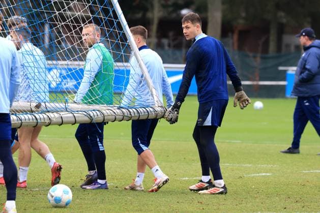 DEU, DFL, 2. FBL Hertha BSC, Training, 28.01.2025, Sportforum, Berlin, DEU, DFL, 2. FBL Hertha BSC, Training, im Bild Tjark Ernst (Hertha BSC Berlin 1) DFL - regulations prohibit any use of Photographs as image sequences and or quasi-video Foto: Juergen Engler nordphoto GmbH nordphotoxGmbHx xEngler nph00076